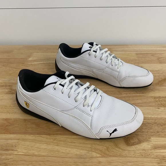 Puma White Leather x Ferrari Drift Cat Scuderia Motorsport Sneakers Men's Size 8 - Picture 3 of 11
